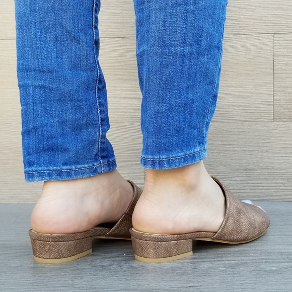 Flat Slip On Loafer Metallic Copper Sandal-C - Picture 5 of 8